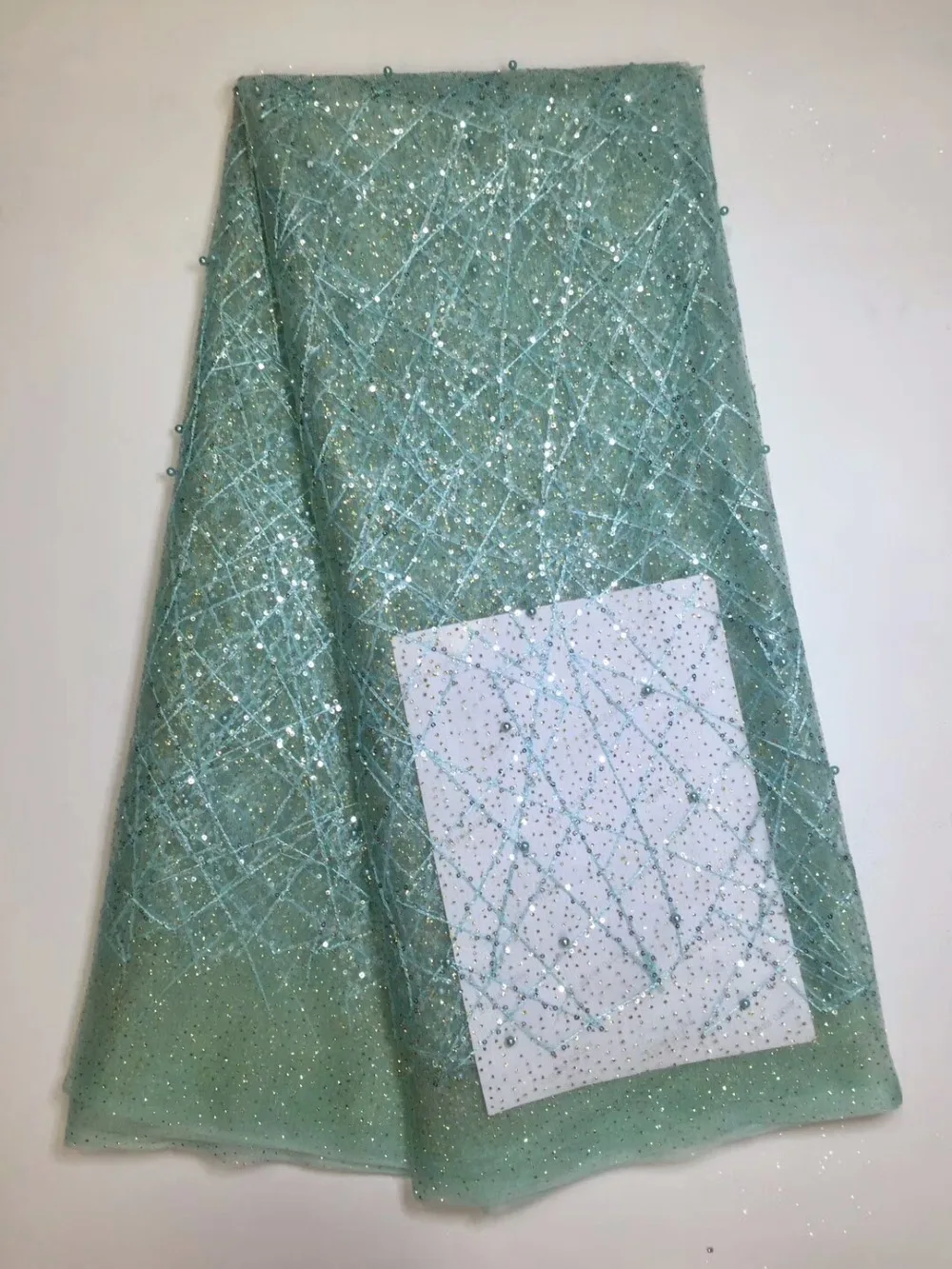 

Latest beaded Nigerian Lace 2017 High Quality Embroidered African Net Mesh Tulle Lace Fabric with gold powers design dp042