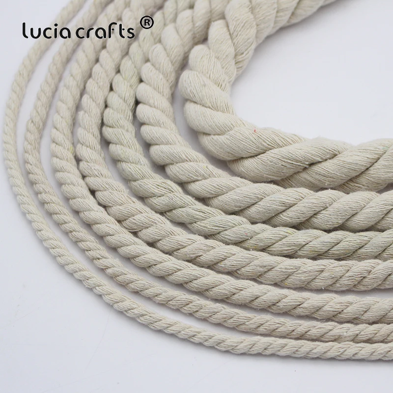 SALE 2Meters 6-20mm Rice White Thick Braided Cotton Rope Three Strand Of Woven Cotton Rope Cord DIY Crafts Bag Decoration CV0705