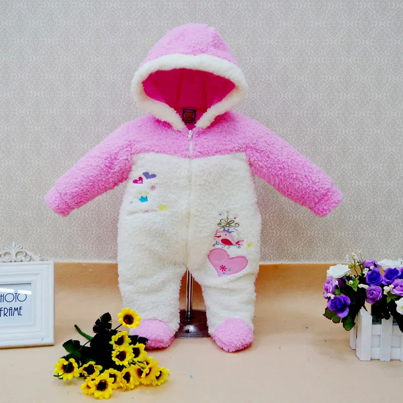 Рождественский цельный комбинезон из кораллового флиса для малышей; зимняя одежда для мальчиков; мягкие теплые носки для девочек; одежда для сна для новорожденных - Цвет: Розовый