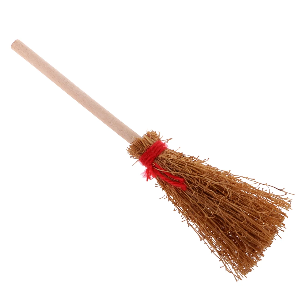 1:12 Scale Plastic Miniature bamboo broom for dollhouse decoration, a good item for doll house collection  Miniature Broom 