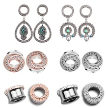 Новая мода 1 пара серьги из нержавеющей стали расширитель для туннеля расширители ушей измерители Висячие растяжки расширитель тела пирсинг уха 6 мм-16 мм