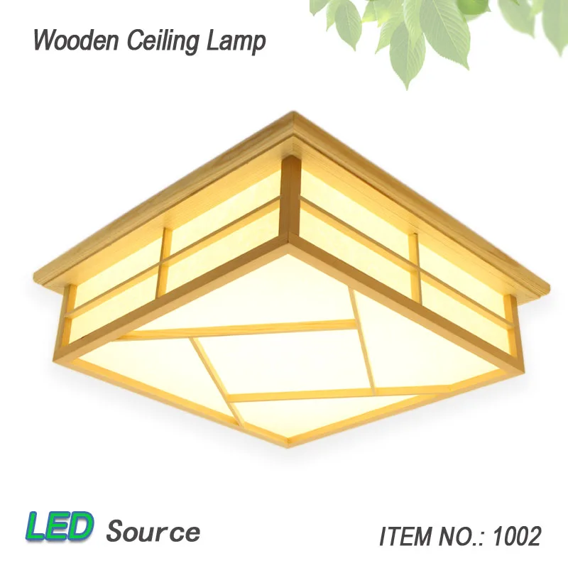 

LED wood and wood ceiling lamp tatami modern Nordic study bedroom ceiling lamps sheepskin