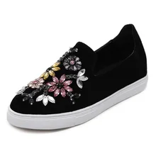 Известный бренд горный хрусталь цветок эспадрильи для женщин качество замша кожа кристалл бисером криперы обувь женские слипоны Лоферы y72