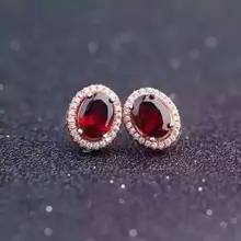 Натуральный красный камень гранат Серьги Серебро 925 натуральный камень серьги женские элегантные круглый Серьги для обручальных
