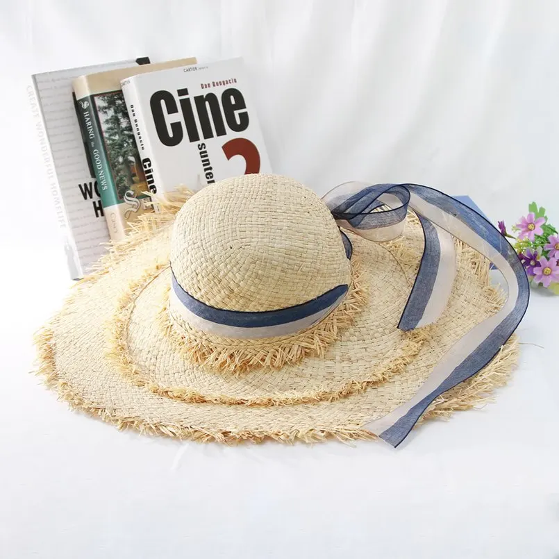 GEMVIE جديد الأزياء قبعات صيفية للنساء الوالدين والطفل بسيطة القش قبعة شريط أسود شاطئ كاب الطاقية البسيطة قبعة الشمس فيدورا بنما