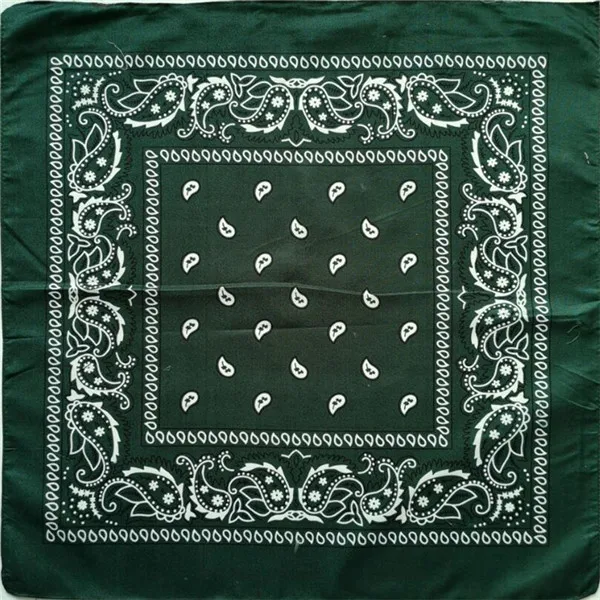 Dark green bandana 1 шт. бандана шарф мужской лента унисекс хип хоп Красная Бандана головной убор волосы на шею высокого качества шарф бандана Мужские квадратные шарфы принт носовые платки - Цвет: Dark green bandana