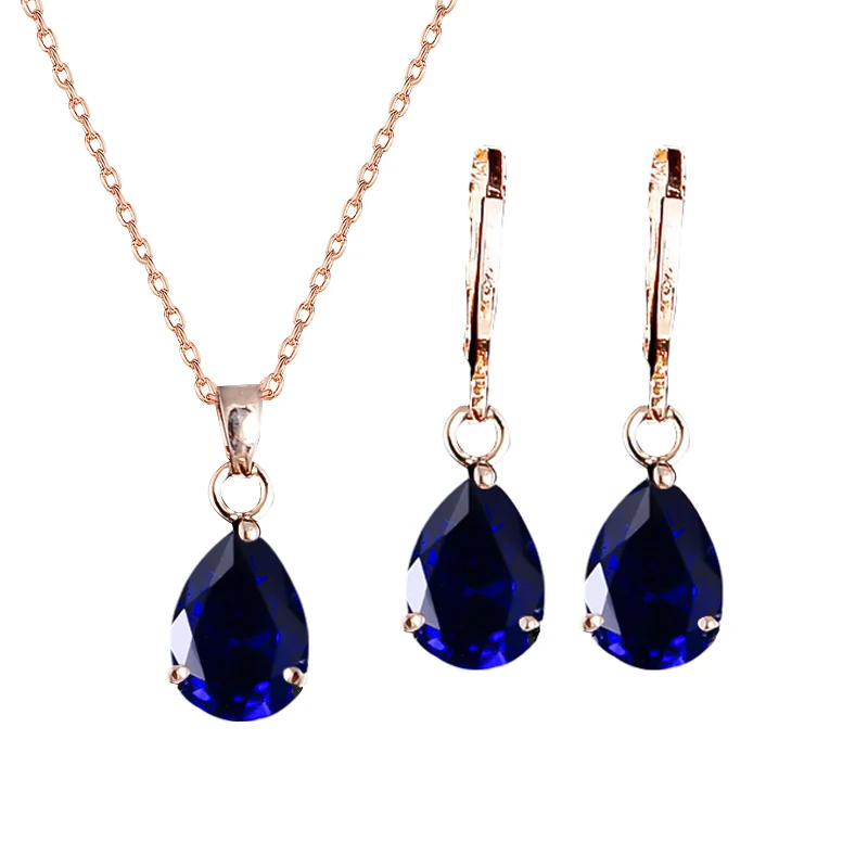 Комплект из колье и серёг с фианитом|earrings set for women|wedding jewelry setsnecklace earring |