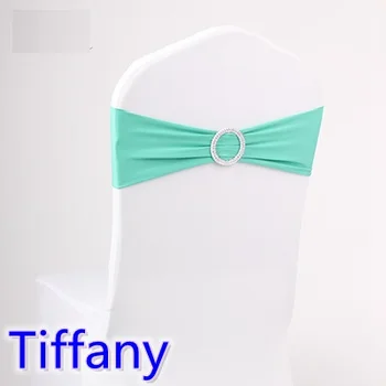 

Tiffany Colour Spandex Chair Sashes Wedding Chair Sash With Diamond Rhinestone Buckle Lycra Stretch Wedding Chair Sashes