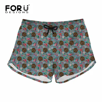 

FORUDESIGNS Labradoodle Flower Print Women Short Fashion Summer Home Shorts Female Quick Dry Fitness Trunks Board Shorts Lady
