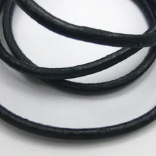 15 м черный круглый ювелирный шнурок из натуральной кожи 4 мм Шнур для рукоделия декоративная веревка pathwork Аксессуары бусина рулон ручной планшет DIY