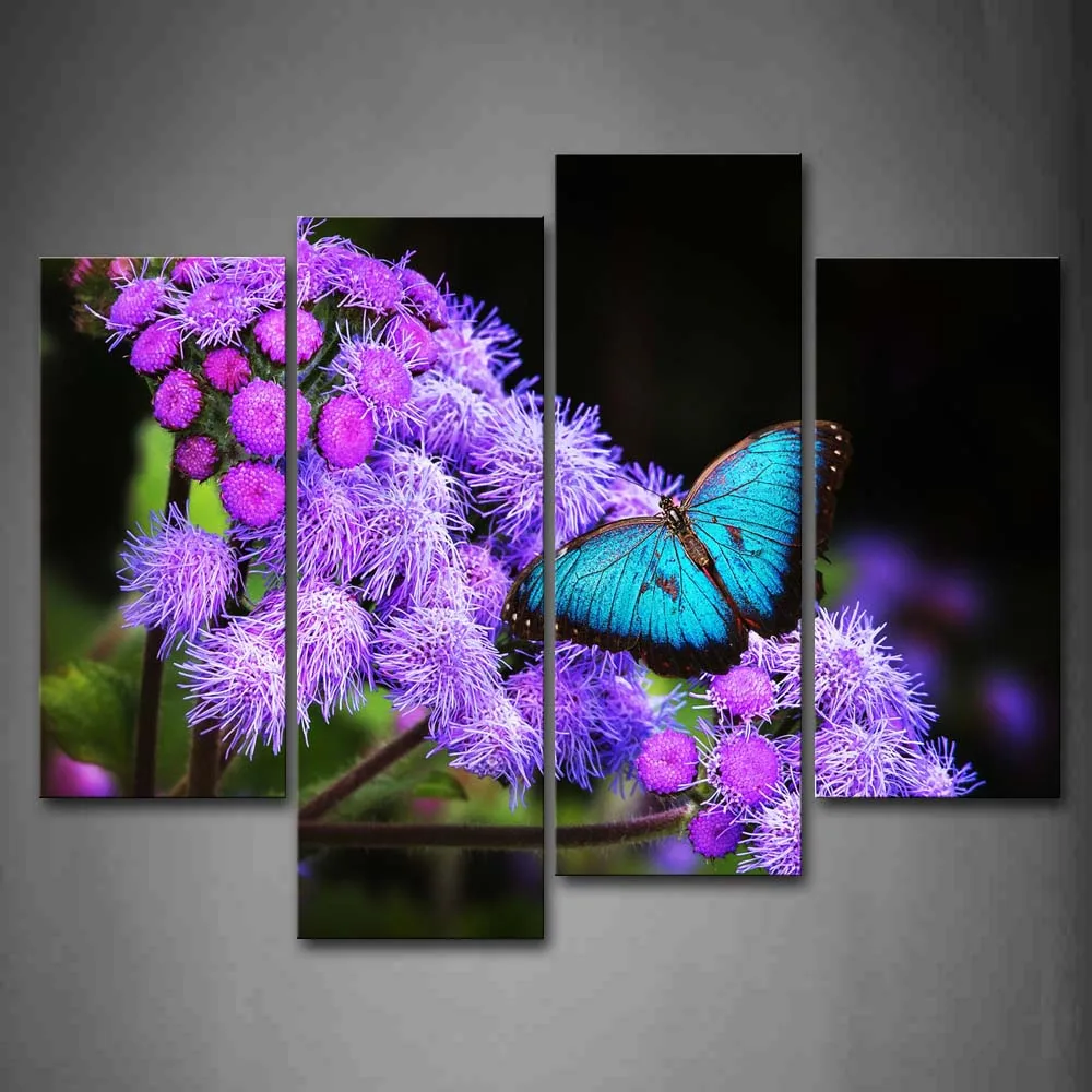 

Framed Wall Art Pictures Butterfly Flower Canvas Print Animal Modern Poster With Wooden Frame For Home Living Room Decor