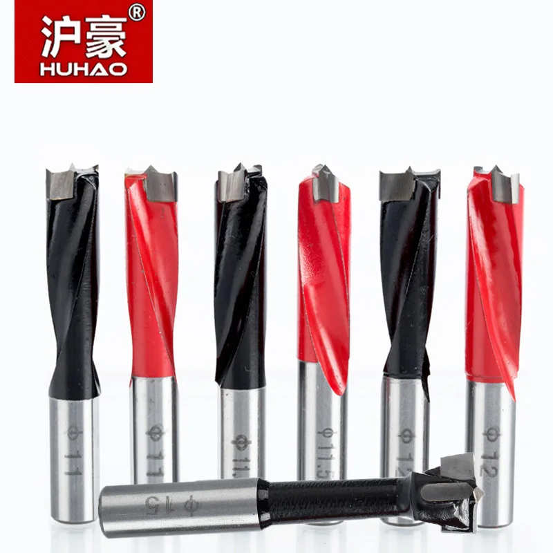 

HUHAO 10pcs/lot Carbide Wood Drill Bit Dia.10mm-18mm Overlength 70mm Router Bit Row Drilling For Boring Machine Wood Endmill