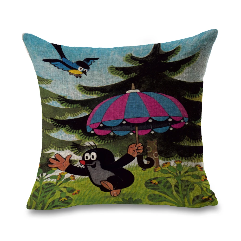 Чешский Krtek аниме крот Холдинг зонтик подушки льняной чехол диване Подушка для автомобиля домашний Декор подарок