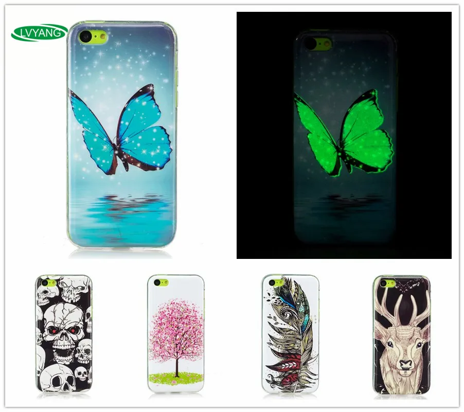 For iPhone 5c iPhone5c Case luminous Glow In The Dark Ultra Thin Soft