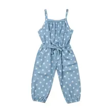 1-5Years Детский комбинезон для младенцев, для маленьких девочек в крупный горошек Bib штаны джинсы брюки Ouifit летняя одежда для малыша комплекты