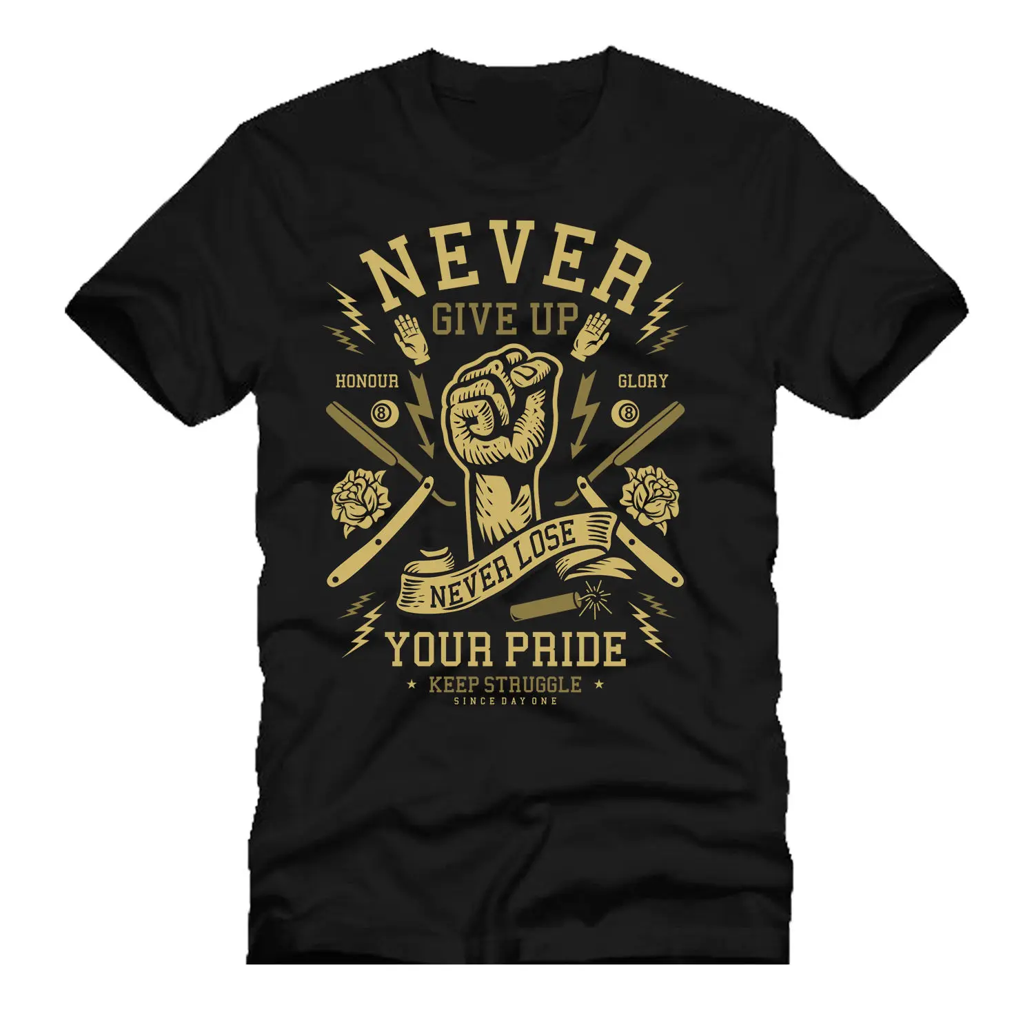 Никогда не сдавайся Парикмахерская гордость mashup dtg Мужская футболка футболки