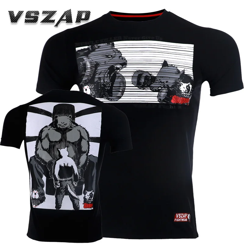 MMA T Shirt Gym Tee Shirt Training Wolf Muay Thai Bangkok Boxing Jerseys