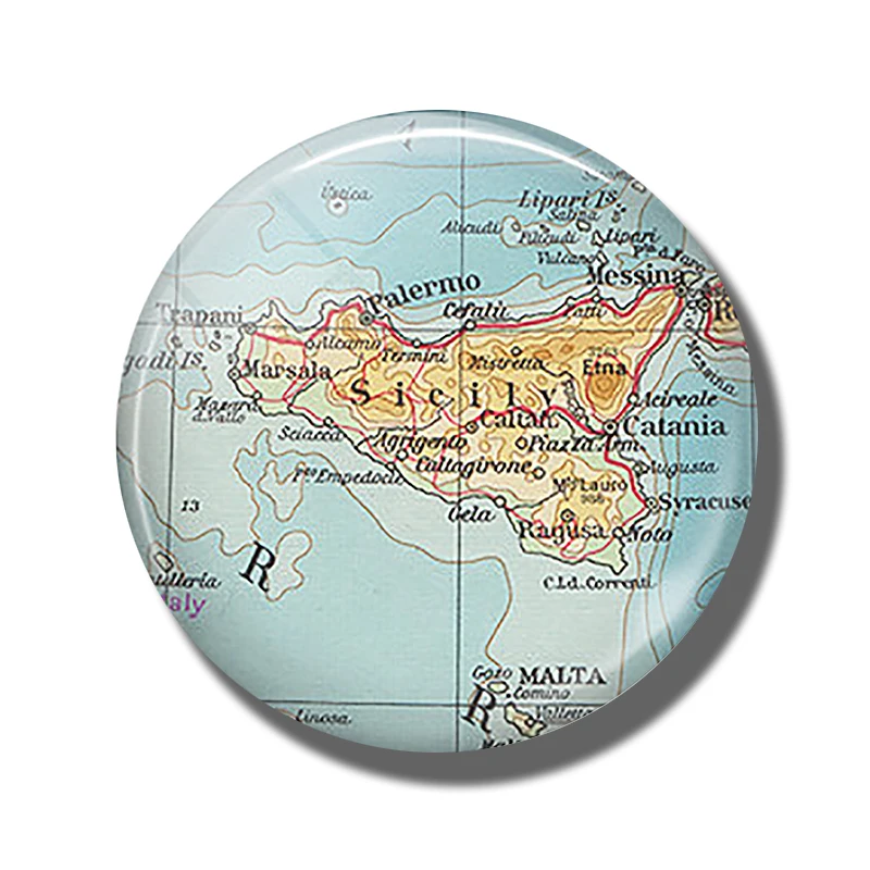 

Sicily Map 30MM Fridge Magnet Palermo The Republic of Italy Map Glass Dome Magnetic Refrigerator Stickers Note Holder Home Decor