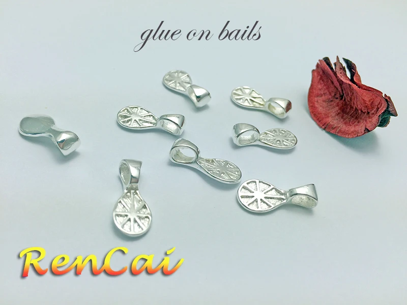 20pc Pendant Charm 10*7mm Pendant Plated Glue On Bails Tear Drop Loop