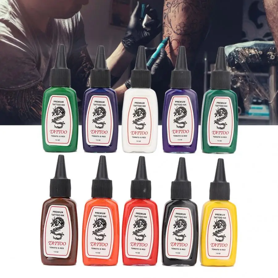 

10 Colors Semi-permanent Tattoo Inks Set Longlasting Eyeliner Eyebrow Lip Tattoo Pigment Ink Tattoo Ink