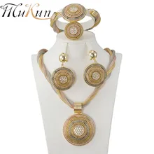 MUKUN Fashion African Beads Jewelry Set Exquisite round Dubai Gold Color Crystal Jewelry Set Nigerian Wedding Bridal Bijoux 2018 fashion ethnic boho jewelry set gold color nigerian bridal wedding bijoux african beads jewellery sets parure bijoux femme