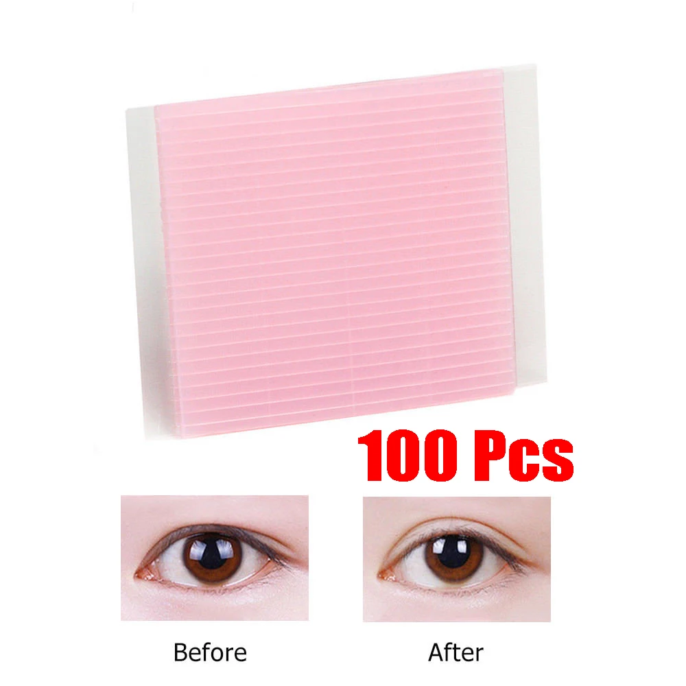 

100Pcs Makeup Magic Waterproof Big Eyes Eyelid Sticker Double Fold Invisible Clear Adhesive Eyelid Tape Cosmetic Natural-Looking