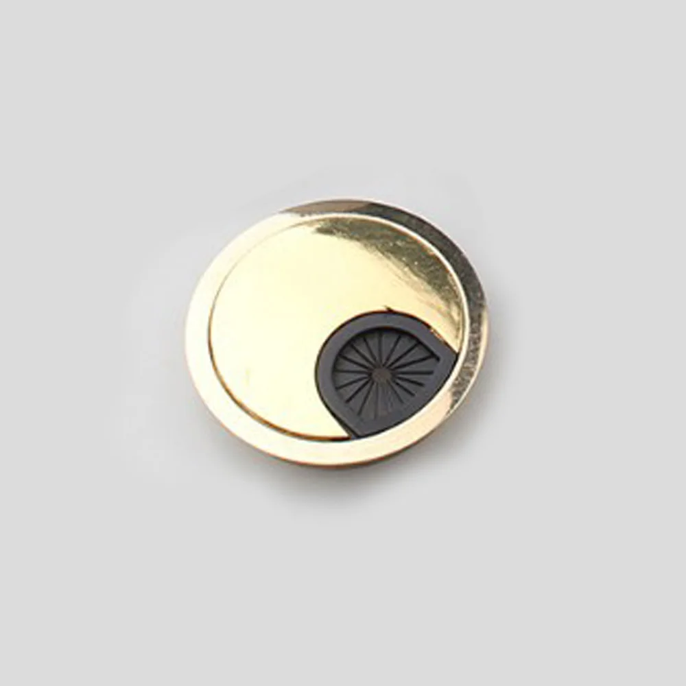 2pcs 60mm Golden Zinc Alloy Computer Desk Table Grommet Cable Tidy