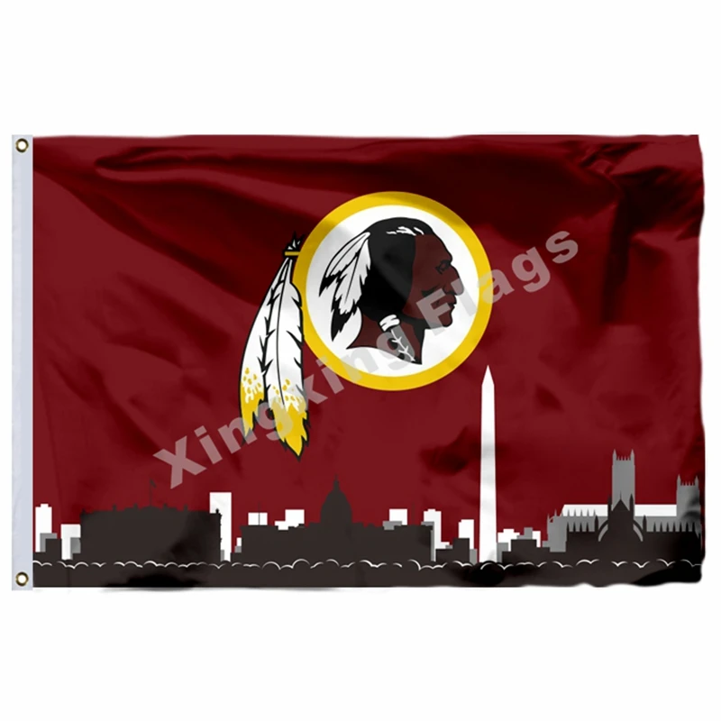 Washington Redskins With Washington City Skyline Flag 3ft X 5ft