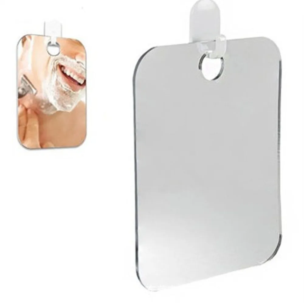 

Bathroom Anti Fog Shower Mirror 17x13cm Bathroom Hanging Shower Shave Mirror Portable Fogless Fog Free Mirror Washroom Travel