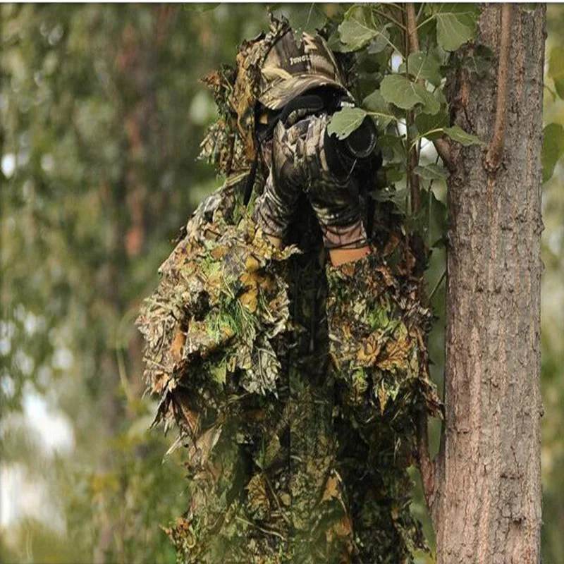 Высококачественный 3D Камуфляжный бионический охотничий костюм Ghillie с листьями