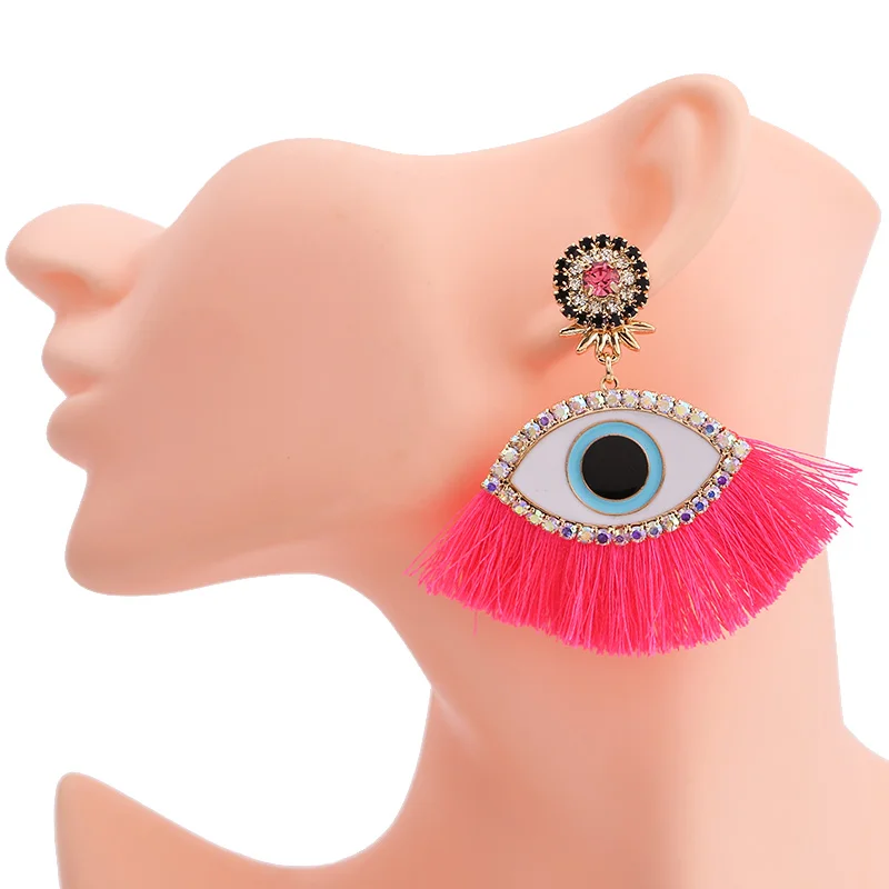 New Fashion Tassel Dangle Earrings For Women Wedding Party Gift Drop Jewelry Hot Bijoux Statement Earring Wholesale Rose Dark Pink