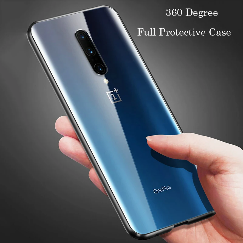 360 Полный Магнитный чехол для телефона для Oneplus 7 7 Pro Coque алюминиевая металлическая рамка чехол бампер двухсторонний стеклянный чехол для Oneplus 6