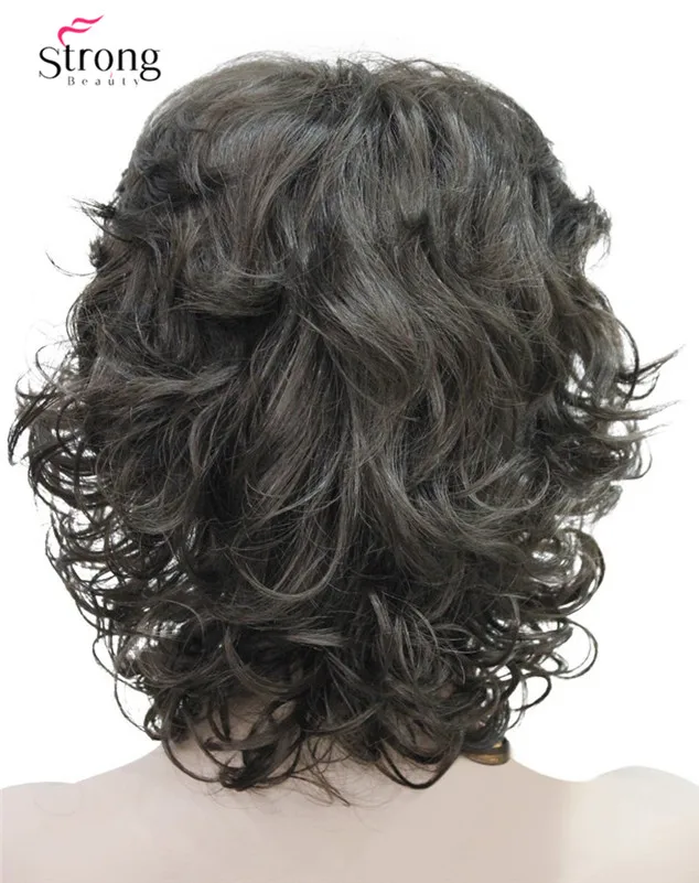 Women's Short Curly Heat Resistant Synthetic Dark Brown Hair Wigs (4)