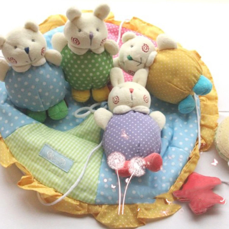 Stroller Rattle Baby Toys Bed Bell Music Plastic Plush Stuffed Rabbit