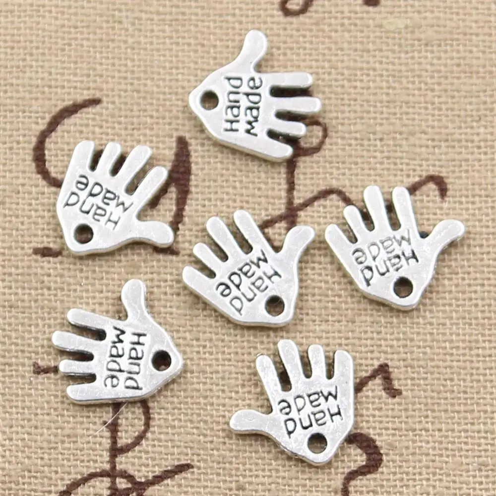 

50pcs Charms palm handMade 13*13mm Hollow Antique charms,Zinc alloy pendant fit,Vintage Tibetan Silver,DIY for bracelet necklace