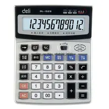 1 Piece Authentic Deli 1529 Crystal big button computer voice calculator 12 digits big screen with Clock