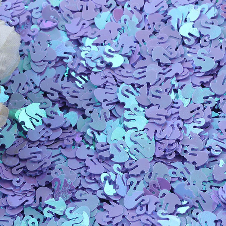 10 г цветные блестки в форме лебедя из ПВХ для рукоделия, шитья, рукоделия, блеска конфетти, дизайн ногтей, блестки, аксессуары для творчества - Цвет: Light purple