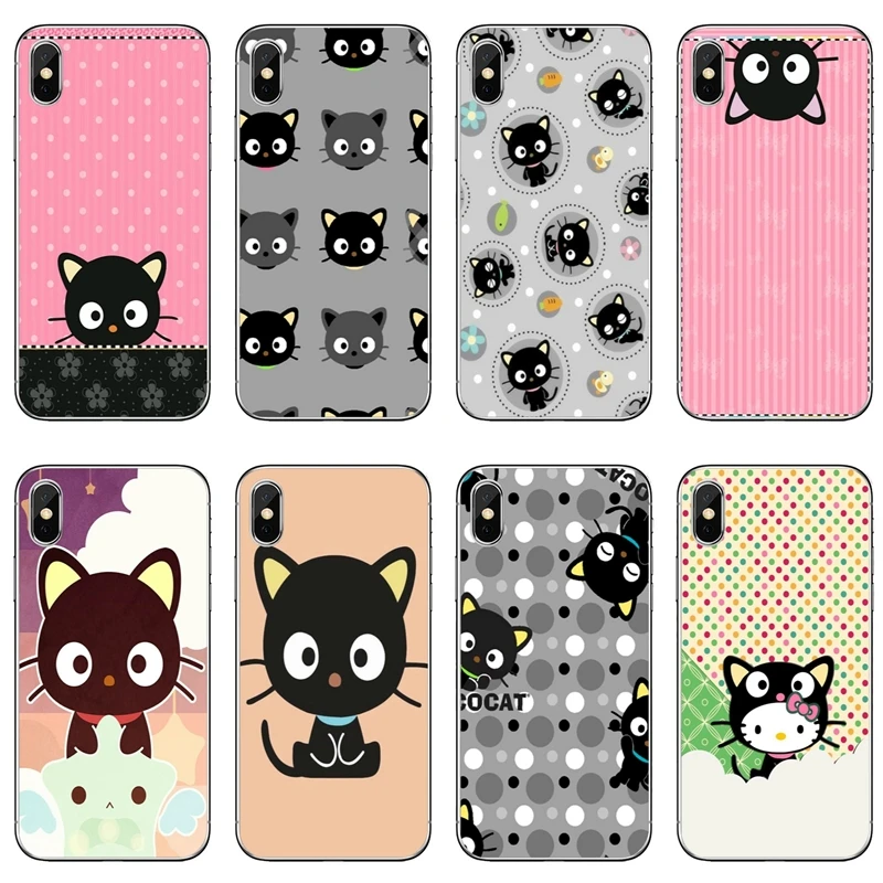 

kawaii black chococat cat phone case For Samsung Galaxy A6s A6 A8 Plus A9s star lite A3 A5 A7 2016 2017 2018 soft cover