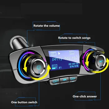 

Car MP3 Player Adapter TF Card Car FM Transmitter LED 2USB Modulator Bluetooth Handsfree Calling Wireless Charger Styling