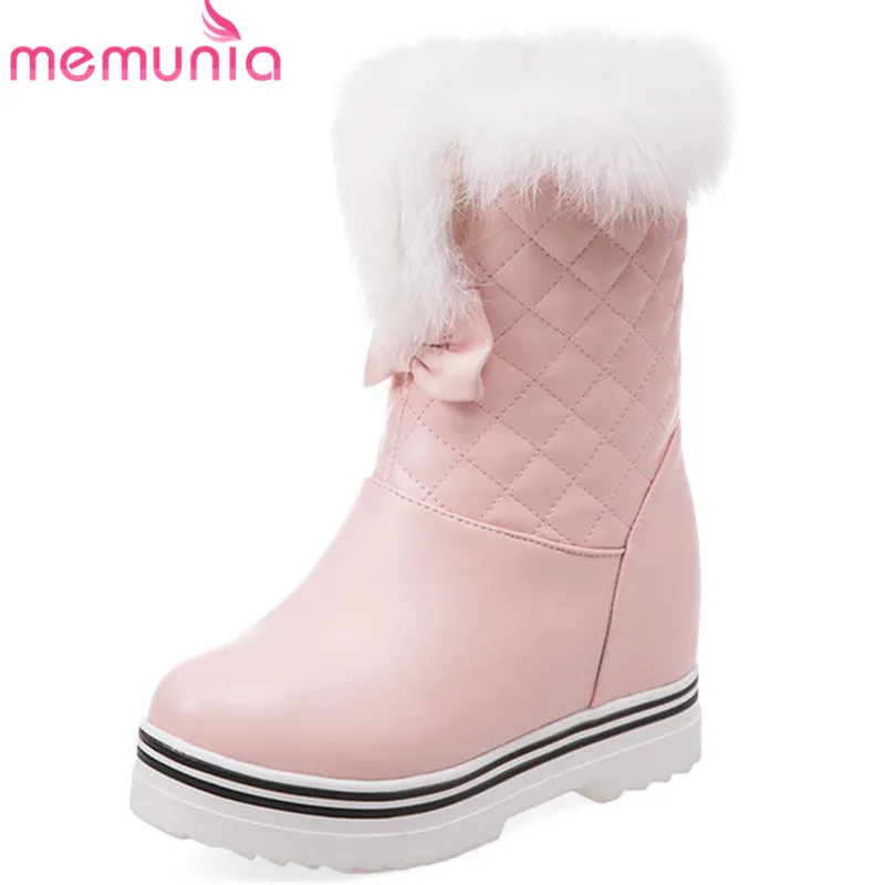 

MEMUNIA 2018 plus size 33-43 ankle boots women round toe platform shoes keep warm winter snow boots antiskid with waterproof