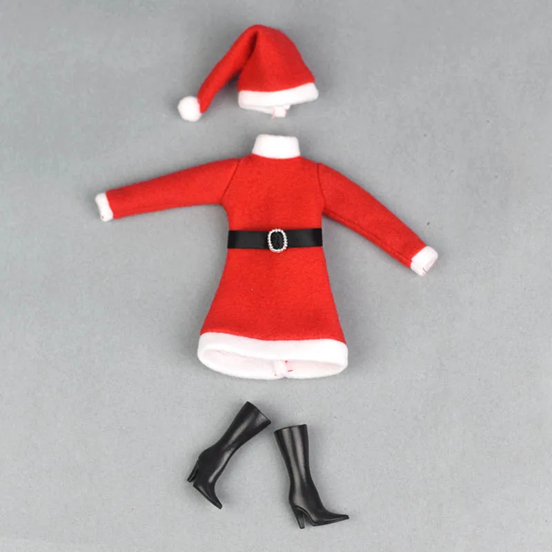 Рождественские наряды для куклы Blythe платье и красная шляпа обувь на высоком каблуке Одежда для куклы Барби 1/6 аксессуары детские игрушки - Цвет: 3