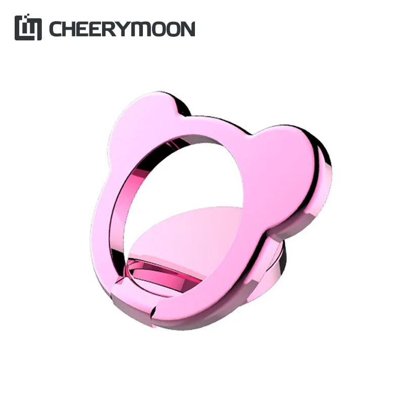 CHEERYMOON Hollow Bear Universal Mobile Phone Ring Stand Metal 360 Degree Finger Grip For iPhone X Samsung Magnetic Holder