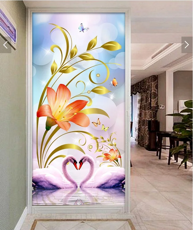 

3d room wallpaper custom mural non-woven picture home decoration 3 d swans lilies porch painting photo 3d wall murals wallpaper
