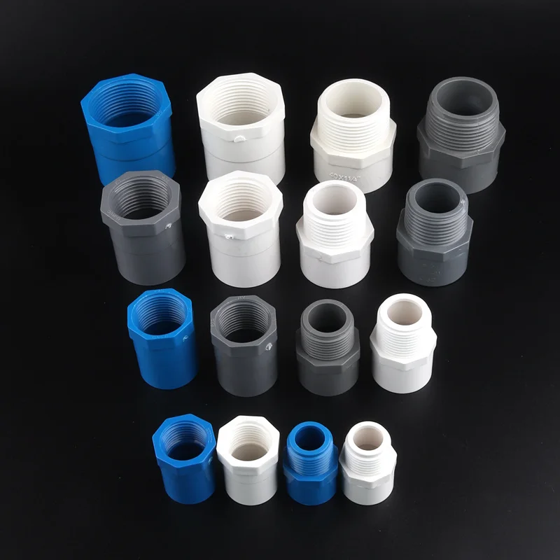 

3 uds de 1/2 "y 3/4" 1 "1,2" de PVC hilo conectores 20/25/32/40mm tubería de agua juntas PVC casa jardín riego accesorios de PVC