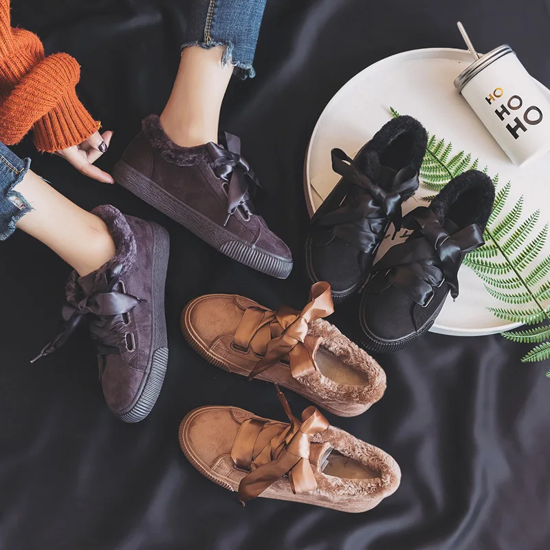 

Jookrrix Winter Shoes Women Fahsion Brand New Sneakers Lady Warm chaussure Short Plush Female footware with Fur zapatos de mujer