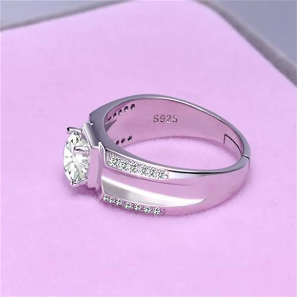2019 YKNRBPH S925 Sterling Silver Open Diamond Ring Men's Luxury Weddings Ring Jewelry Gift
