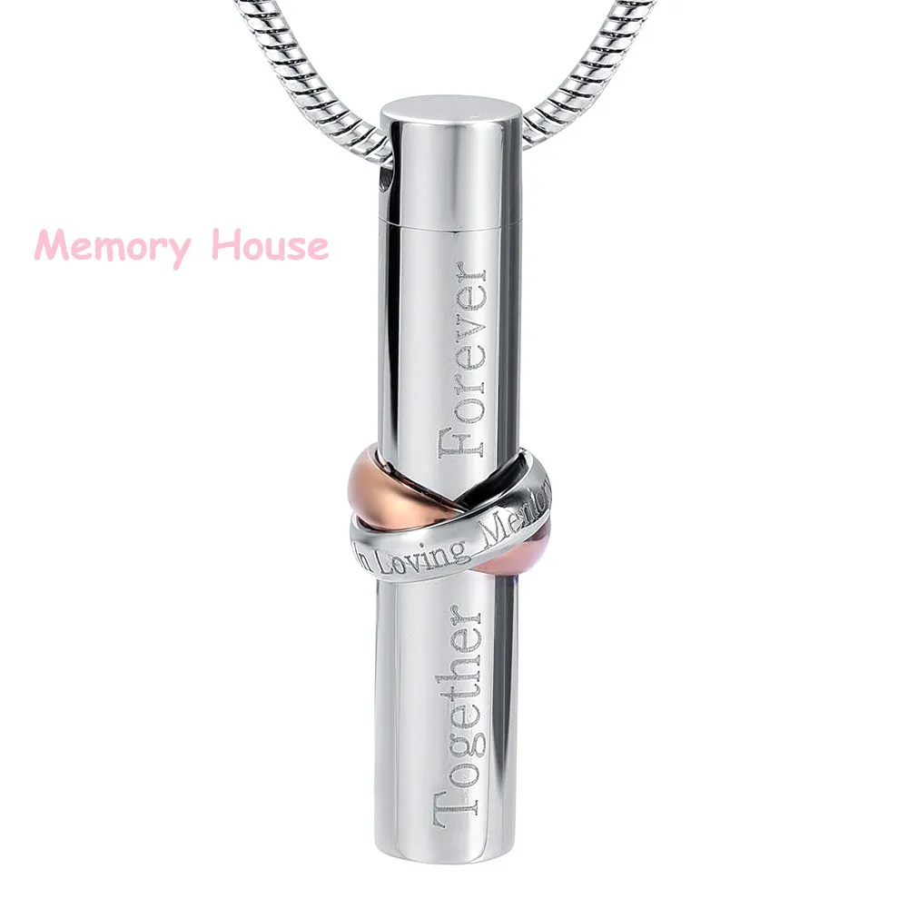 

IJD9944 Hold " In Loving Memory" Collar With Together Forever Cylinder Urn Necklace For Ashes Keepsake Cremation Jewelry pendant