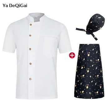 

Unisex Chef Restaurant uniform Short Sleeve Food Service Hotel kitchen Breathable chef cooker coat Jacket M-4XL chef clothes