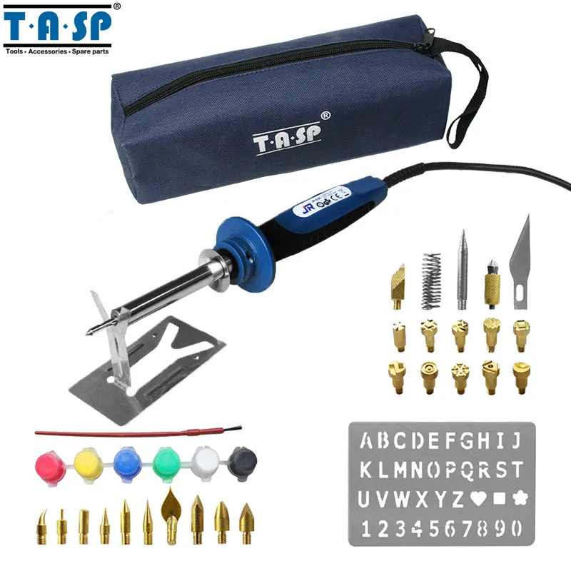 

TASP MSI40 20W/40W Electric Wood Burning Pen Electric Soldering Iron Set with 34 Tips Accessories Storage Bag