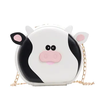 

Cute Cow Cartoon Design Pu Leather Fashion Young Girl's Shoulder Bag Handbag Crossbody Mini Bag Female Bolsa Flap Totes Bag